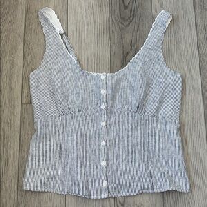 Hollister Women's White and Blue Pinstripe Blouse